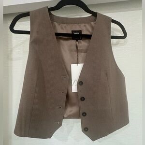 Zara NWT XS VEST BROWN